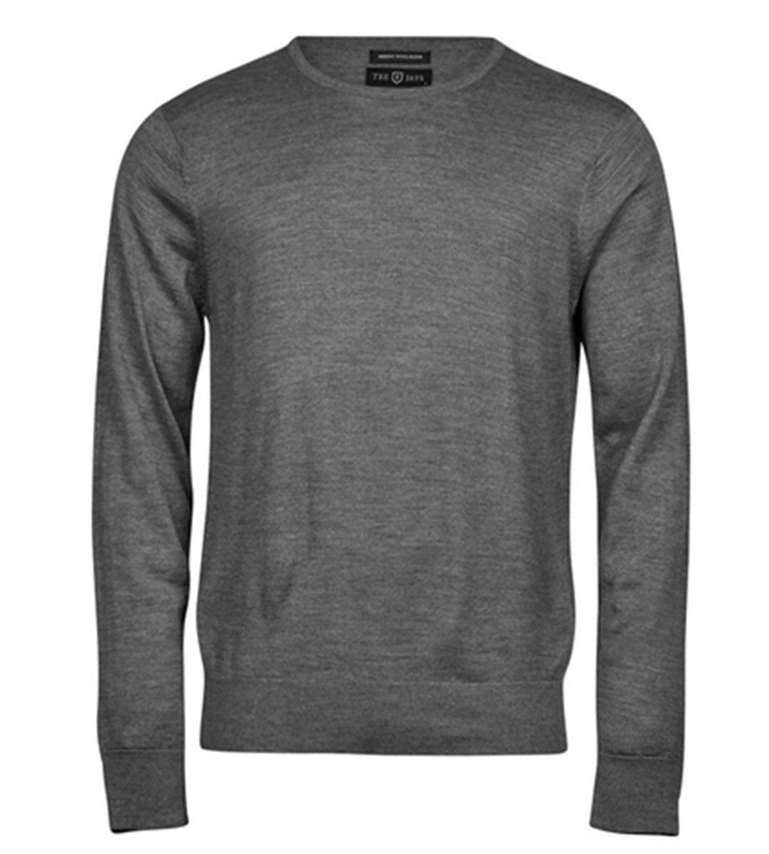 Gris chiné | Pull à col rond - Homme - Laine d'agneau certifiée 100 Gris chiné | Pull à col rond - Homme - Laine d'agneau certifiée 100