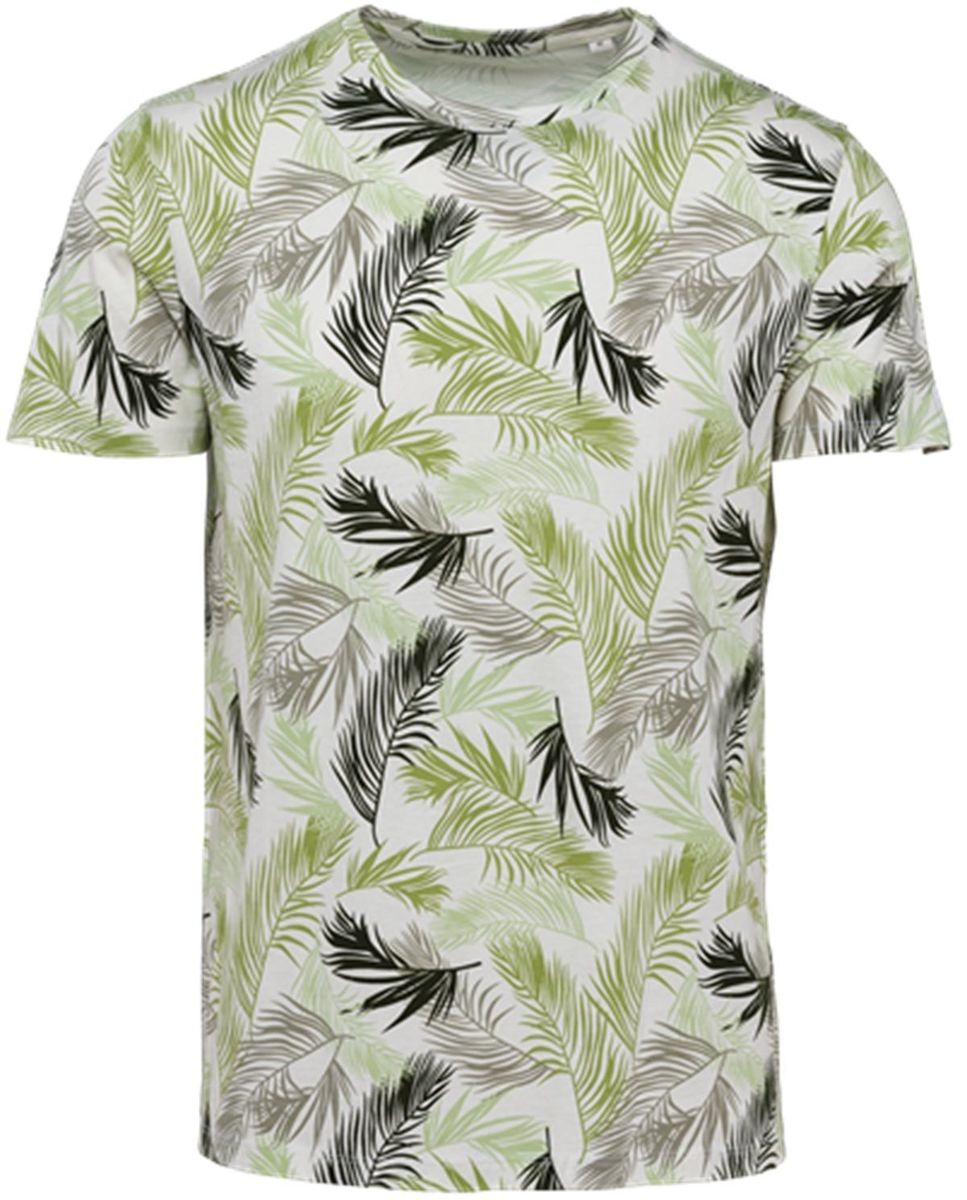 T-shirt écoresponsable imprimé tropical - Homme - PAT350 - beige ivoire Palm Leaves