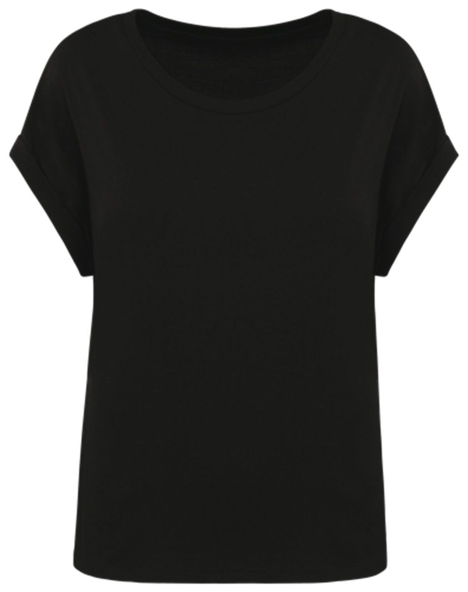 T-shirt écoresponsable manches à revers - Femme - PAT309 - noir