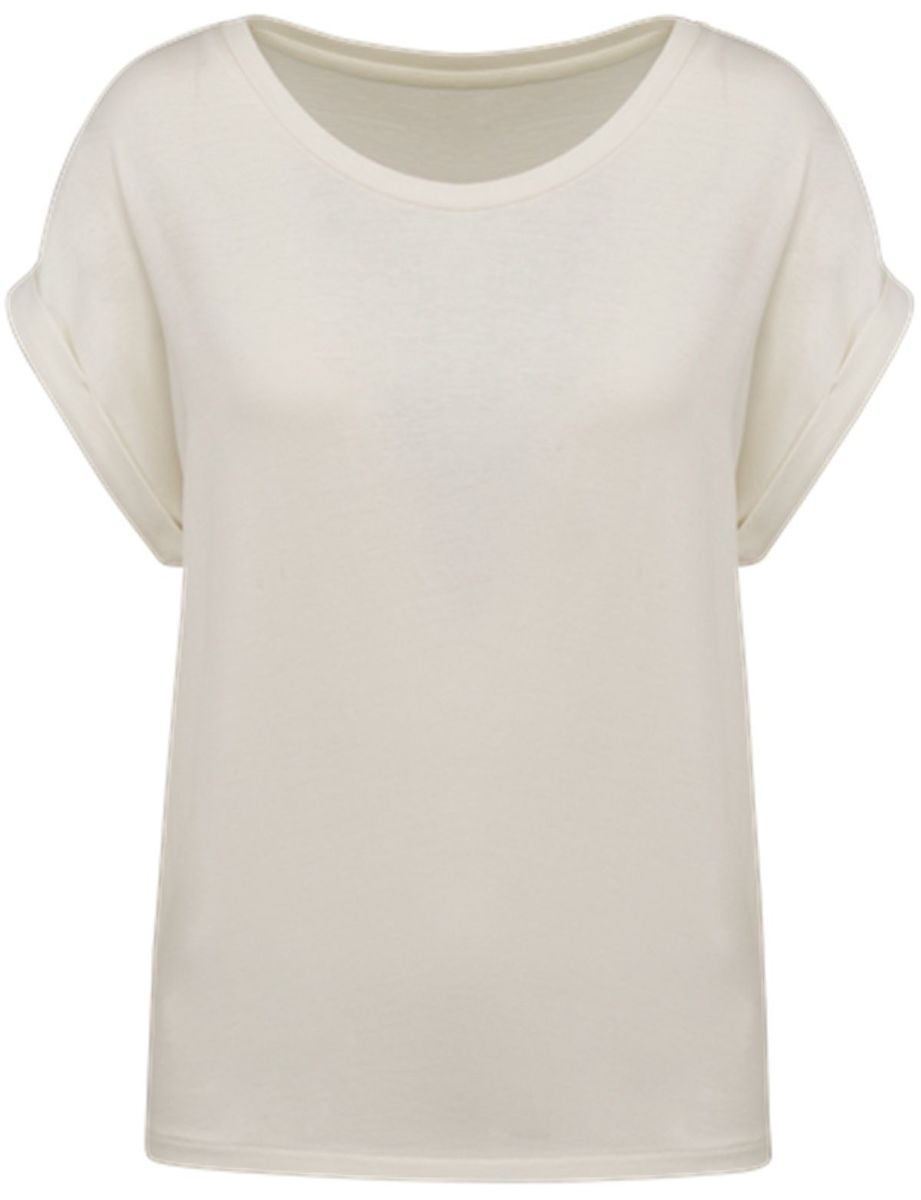 T-shirt écoresponsable manches à revers - Femme - PAT309 - beige ivoire