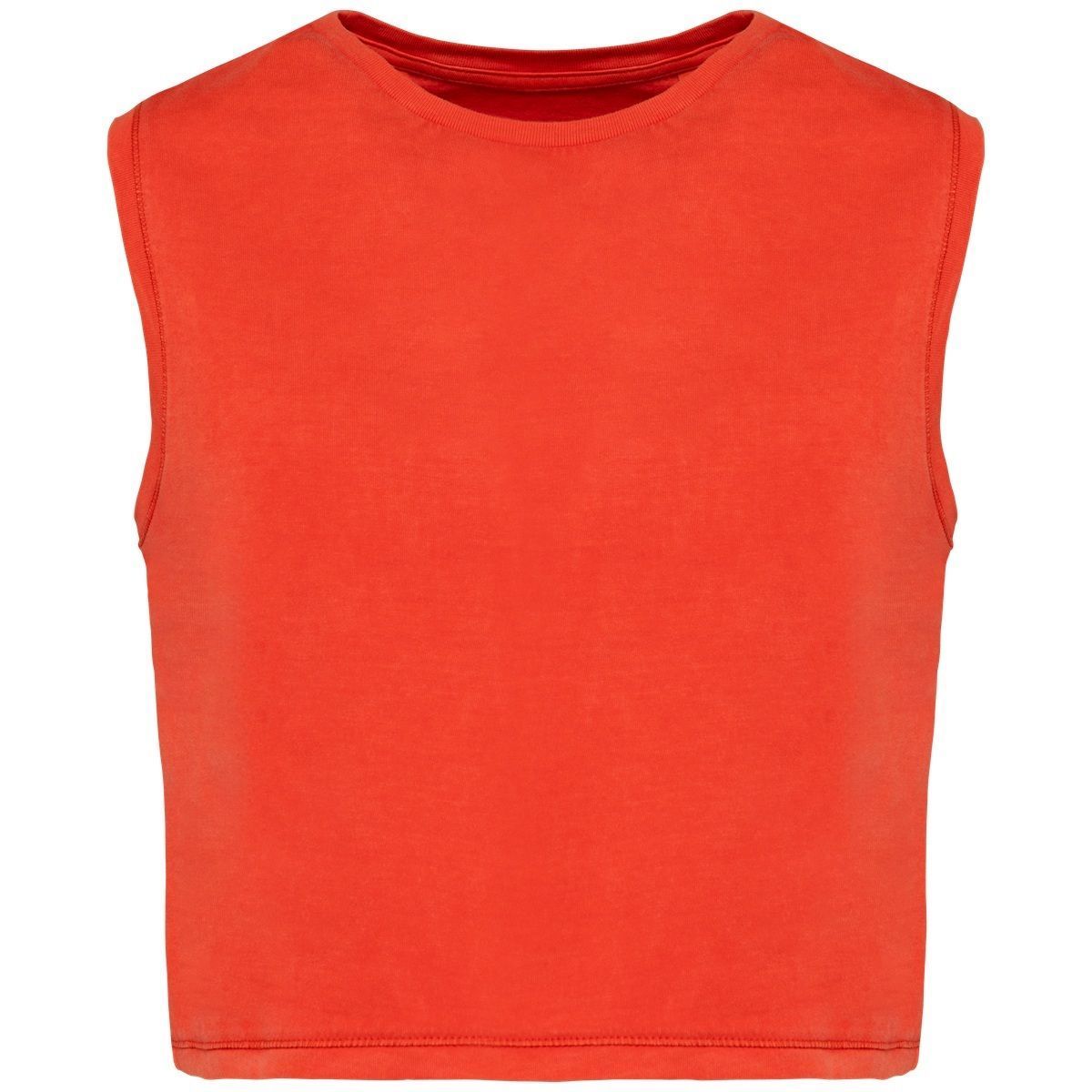 T-shirt crop sans manches écoresponsable - Femme - PAT342 - rouge paprika