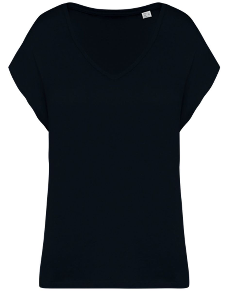 T-shirt loose à col V écoresponsable - Femme - PAT312 - noir