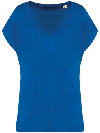 T-shirt loose à col V écoresponsable - Femme - PAT312 - bleu roi sea blue