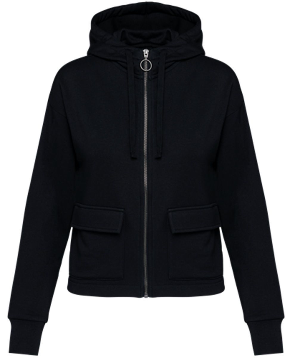 Sweat zippé à capuche écoresponsable - Femme - PAT409 - noir