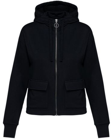 Sweat zippé à capuche écoresponsable - Femme - PAT409 - noir