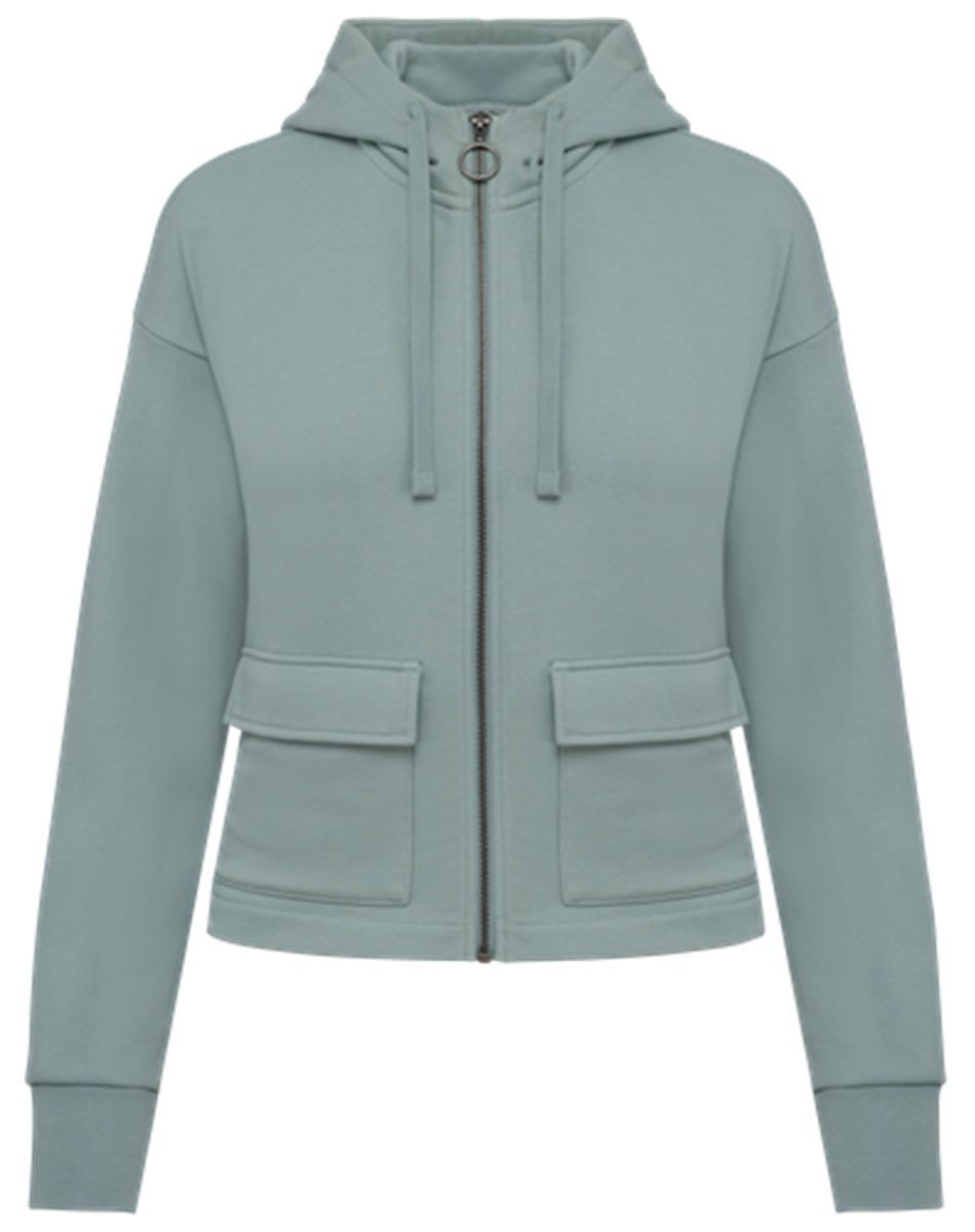 Sweat zippé à capuche écoresponsable - Femme - PAT409 - vert jade