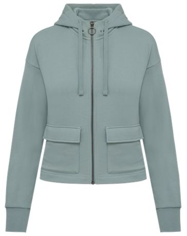 Sweat zippé à capuche écoresponsable - Femme - PAT409 - vert jade
