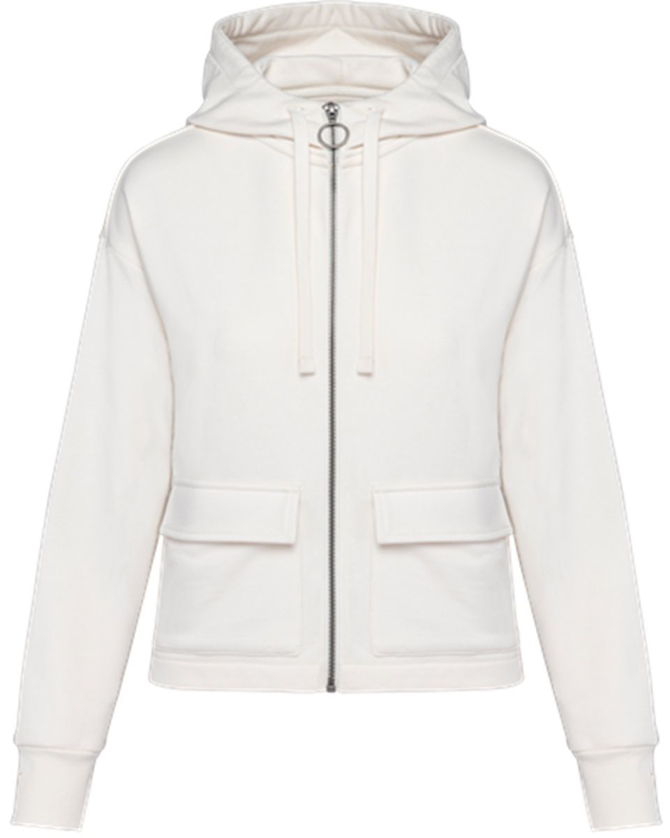 Sweat zippé à capuche écoresponsable - Femme - PAT409 - beige ivoire