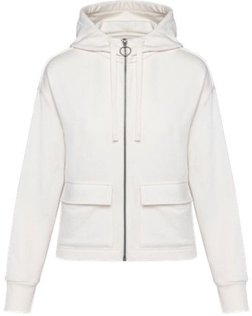 Sweat zippé à capuche écoresponsable - Femme - PAT409 - beige ivoire