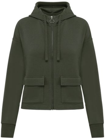 Sweat zippé à capuche écoresponsable - Femme - PAT409 - vert kaki