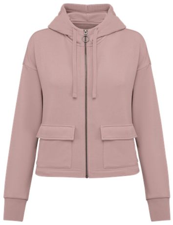 Sweat zippé à capuche écoresponsable - Femme - PAT409 - rose pétale