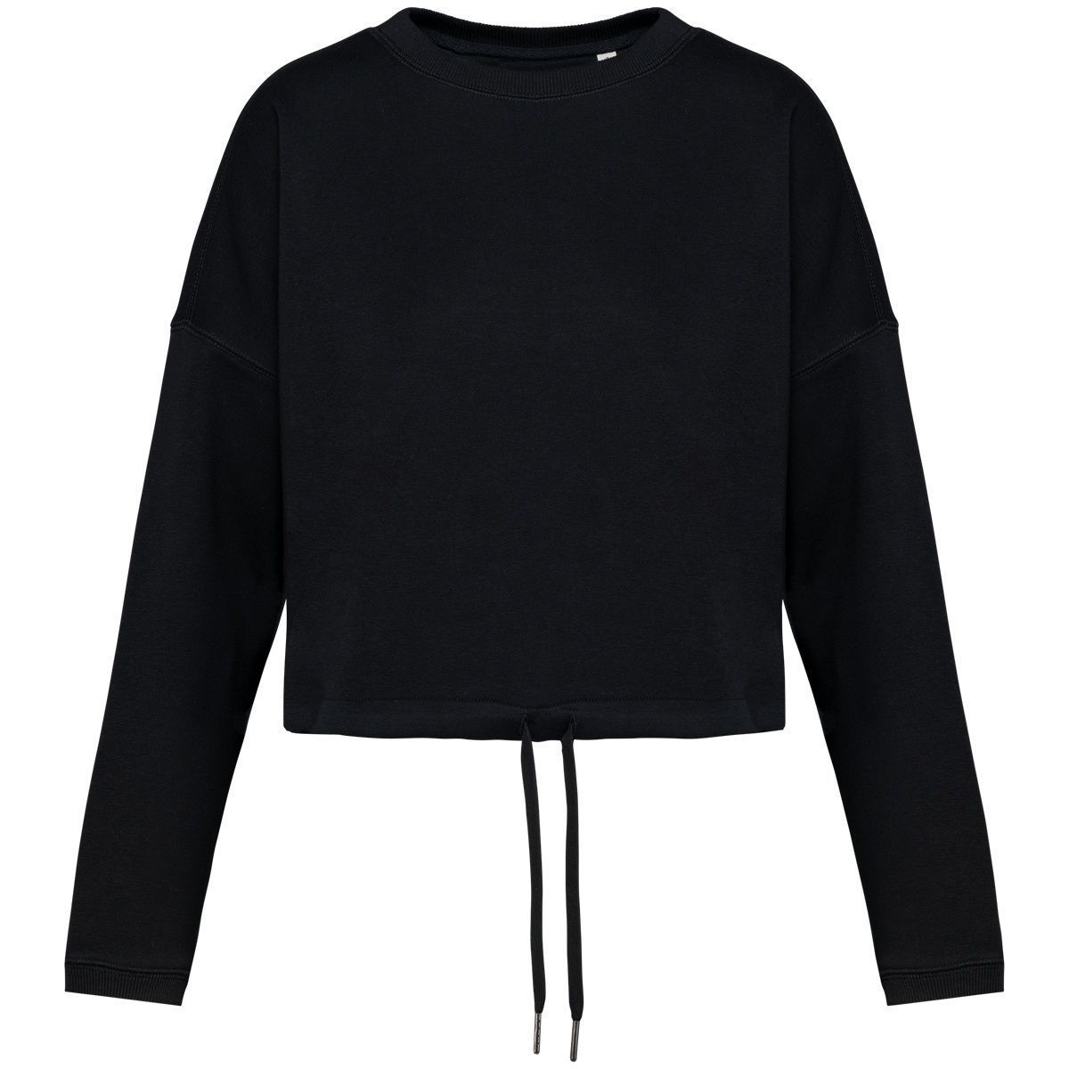 Sweat crop oversize à col rond écoresponsable - Femme - PAT429 - noir