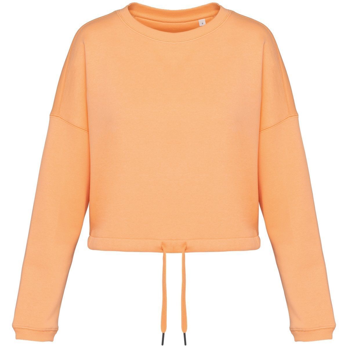 Sweat crop oversize à col rond écoresponsable - Femme - PAT429 - orange abricot