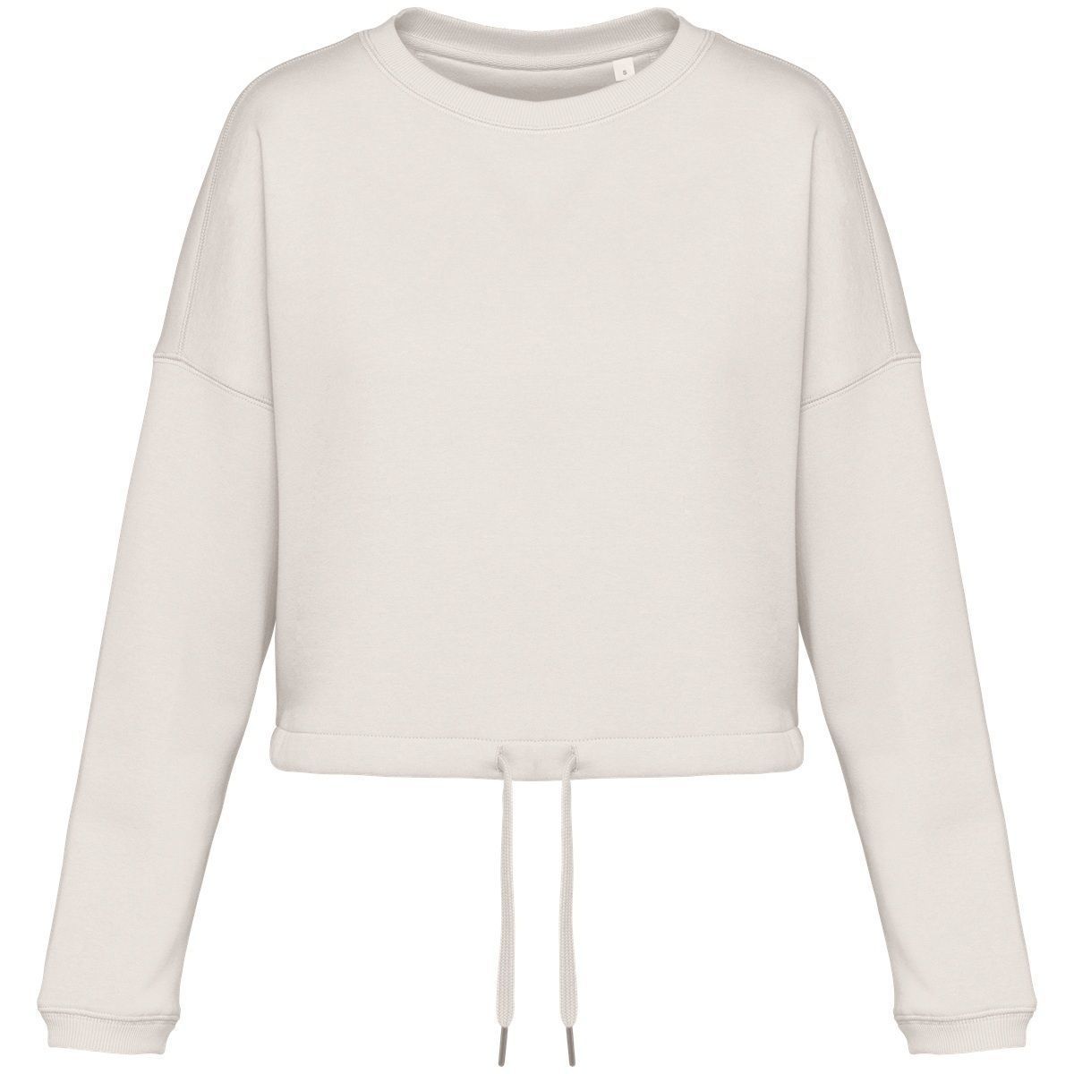 Sweat crop oversize à col rond écoresponsable - Femme - PAT429 - beige ivoire
