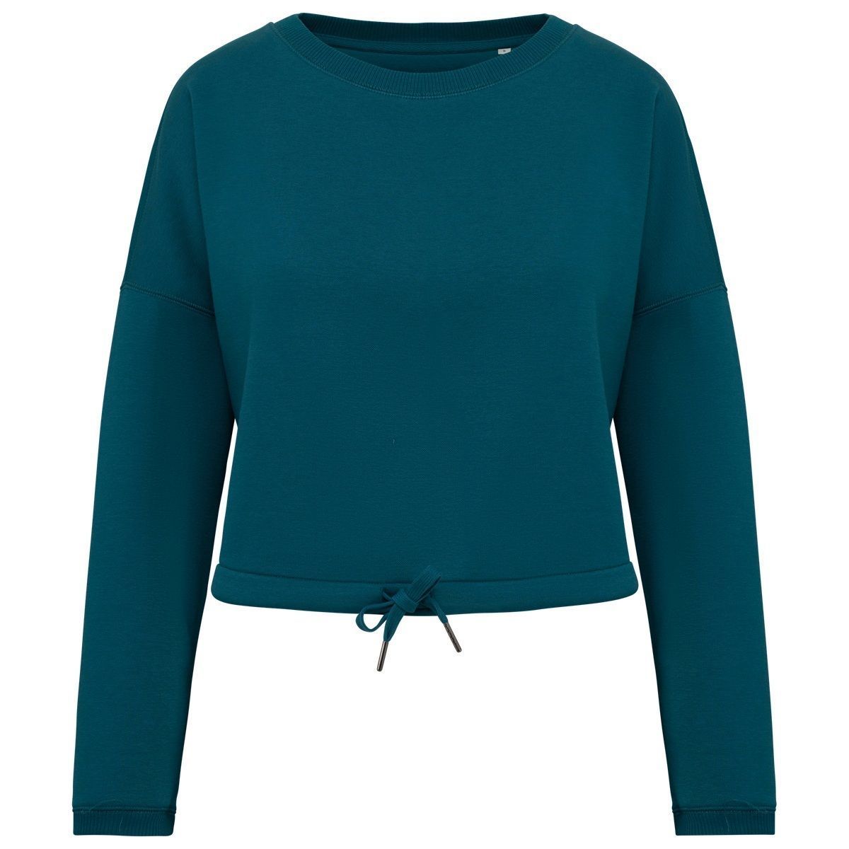 Sweat crop oversize à col rond écoresponsable - Femme - PAT429 - vert peacock green