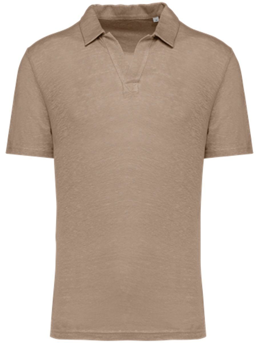 Polo en lin - Homme - PATS220 - beige wet sand