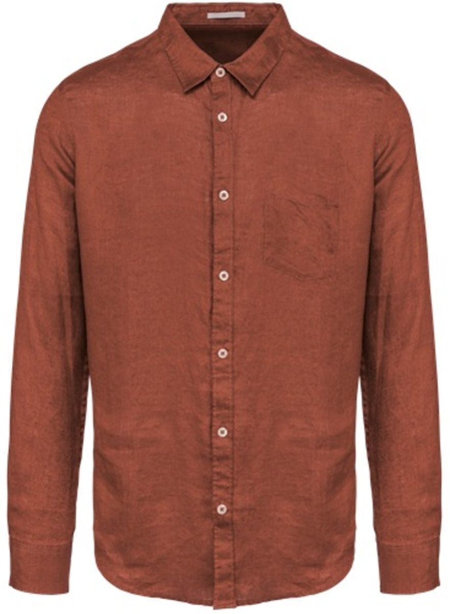 Chemise en lin - Homme - PATS504 - marron burn brick