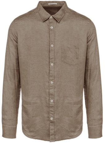 Chemise en lin - Homme - PATS504 - marron cream coffee