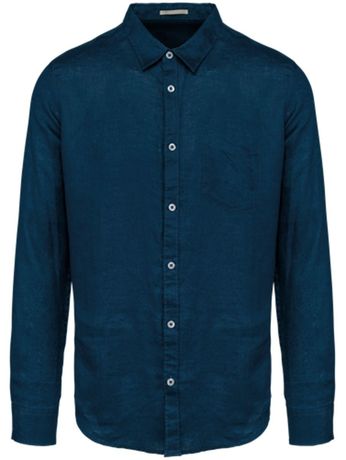 Chemise en lin - Homme - PATS504 - bleu peacock