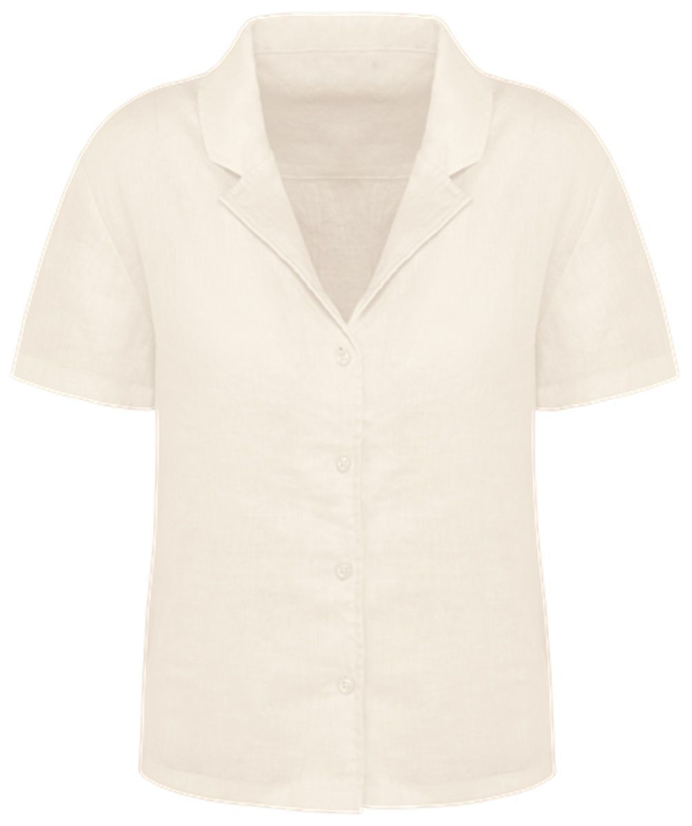 Chemise en lin manches courtes - Femme - PATS523 - beige ivoire