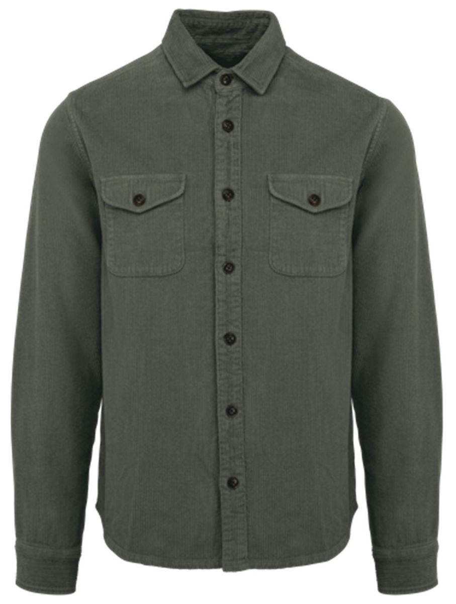 Surchemise en velours côtelé - Homme - PATS519 - vert kaki