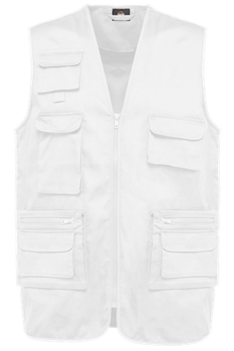Gilet sans manches multipoches polycoton - Unisexe - WK609 - blanc