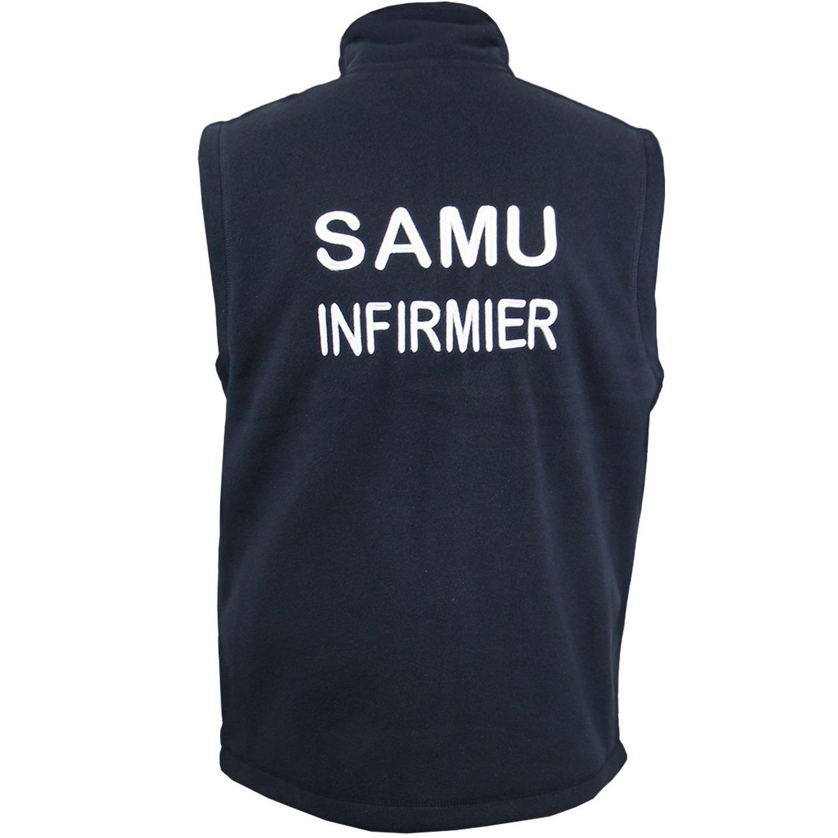 Gilet sans manches micropolaire homme - brodé type SAMU personnalisé recto verso - bleu marine