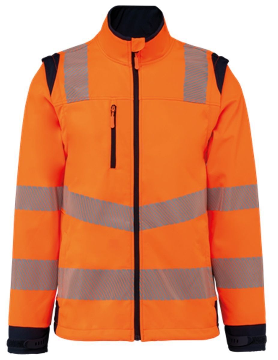 Veste softshell de sécurité manches amovibles - Unisexe - WK460 - orange fluo et bleu marine