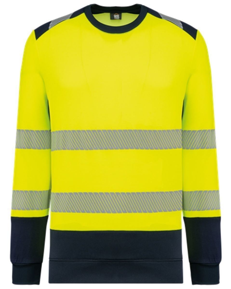 Sweat de sécurité recyclé - Unisexe - WK420 - jaune fluo et bleu marine