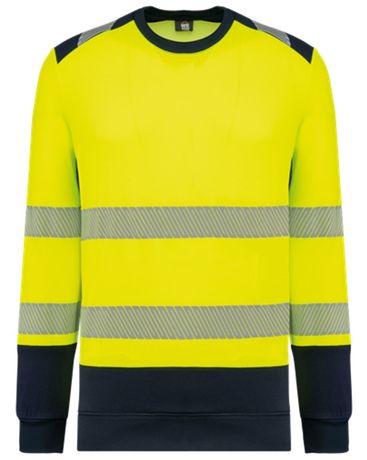 Sweat de sécurité recyclé - Unisexe - WK420 - jaune fluo et bleu marine