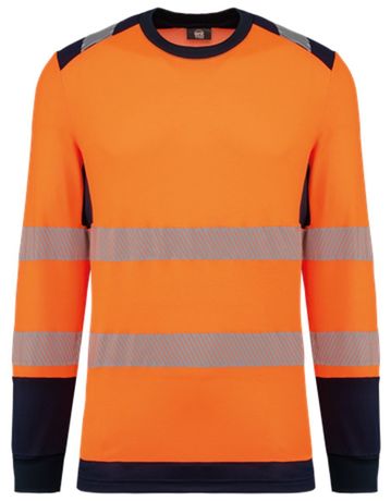 Sweat de sécurité recyclé - Unisexe - WK420 - orange fluo et bleu marine