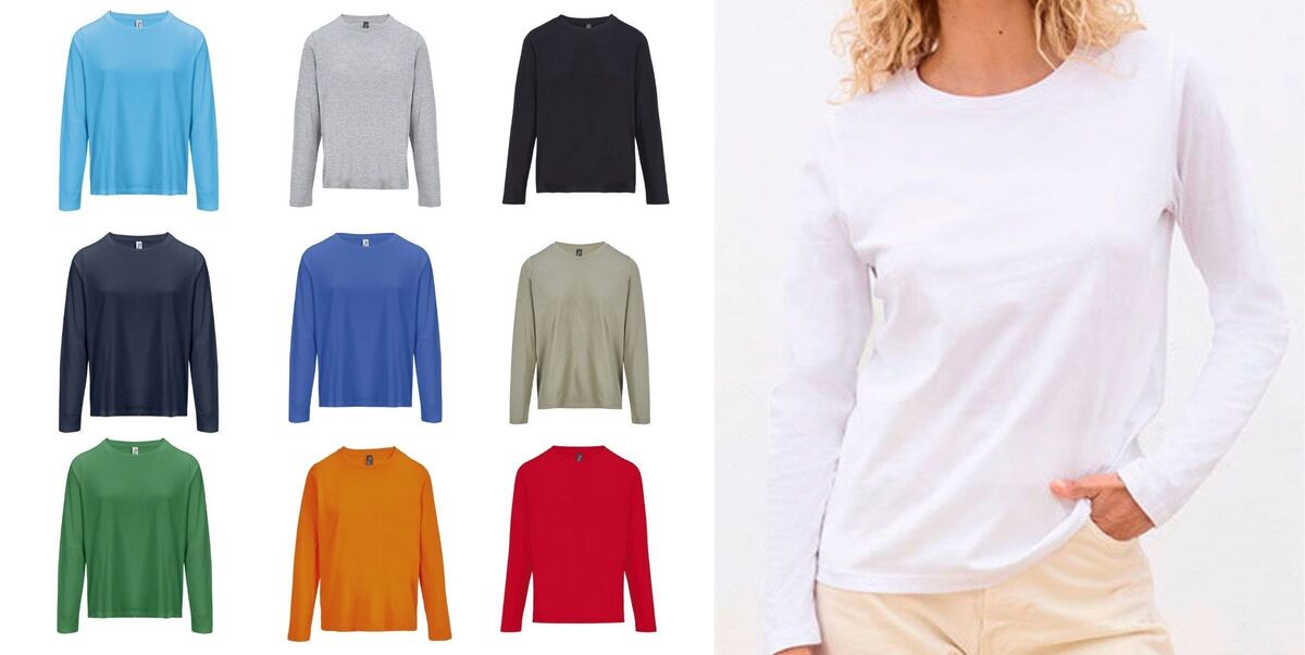 Lot 10 T-shirts manches longues FEMME - 04443 - multicolores