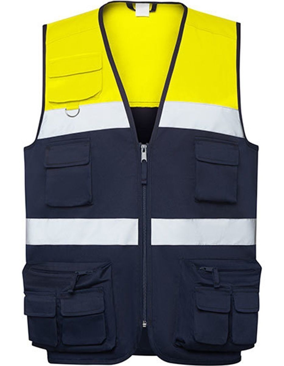 Gilet de sécurité en tissu - Haute visibilité - RY9323  - bleu marine et jaune fluo