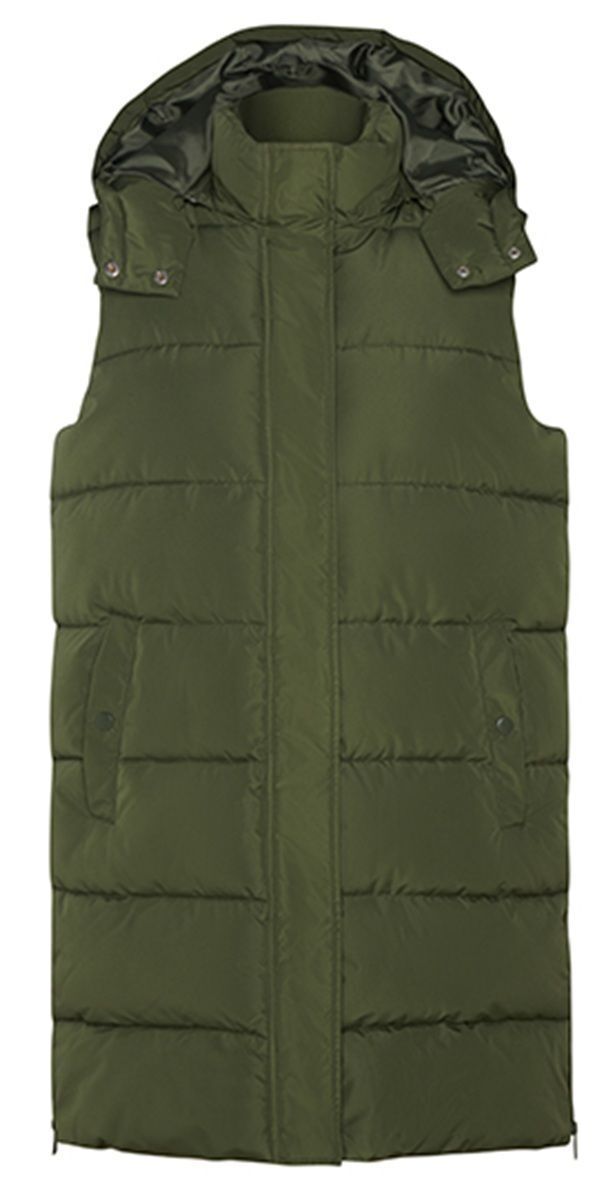 Doudoune longue sans manches - RY5076 - vert army