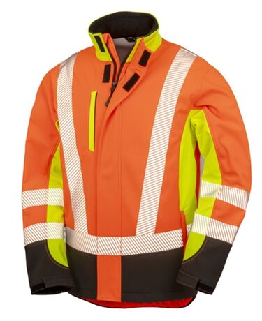 Veste softshell de sécurité - R506X - jaune fluo-orange fluo et noir