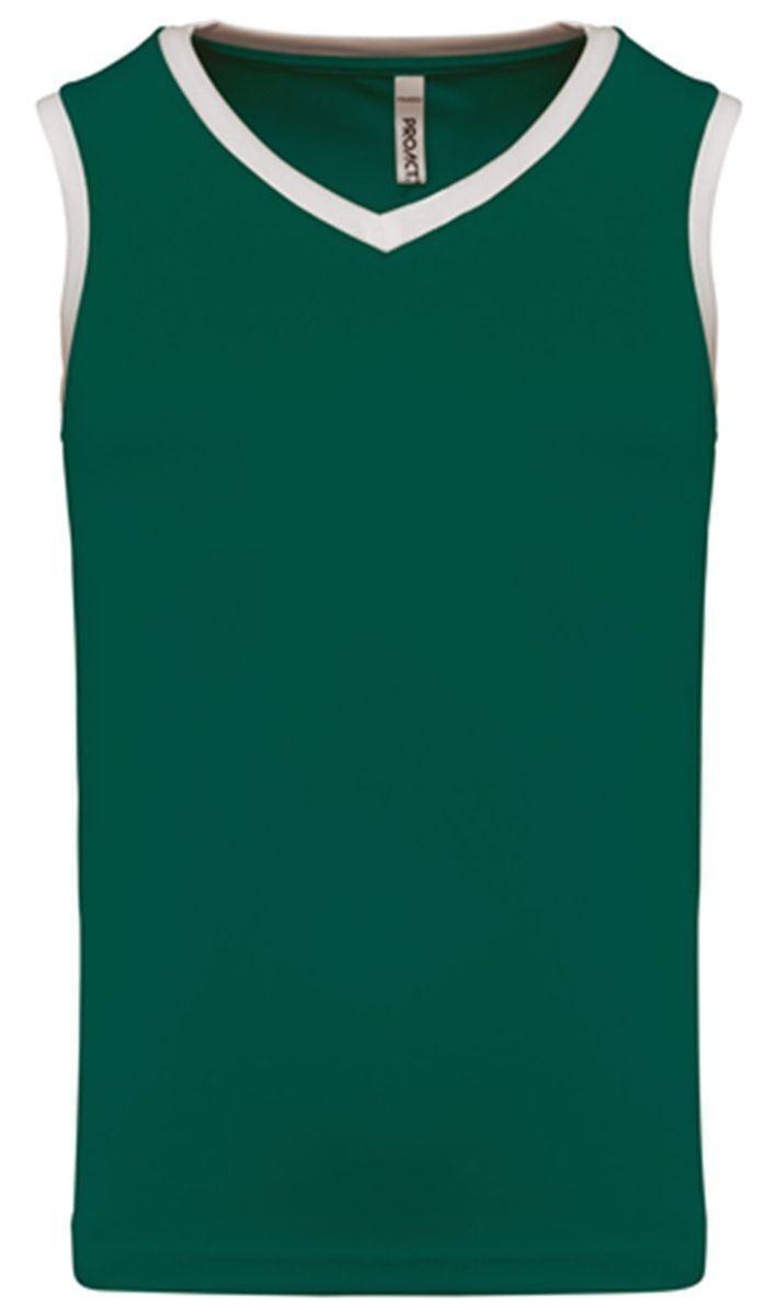 Maillot de basket - Enfant - PA4052 - vert foncé et blanc