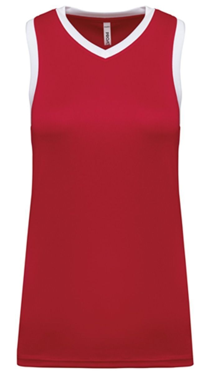 Maillot de basket - femme - PA4051 - rouge et blanc