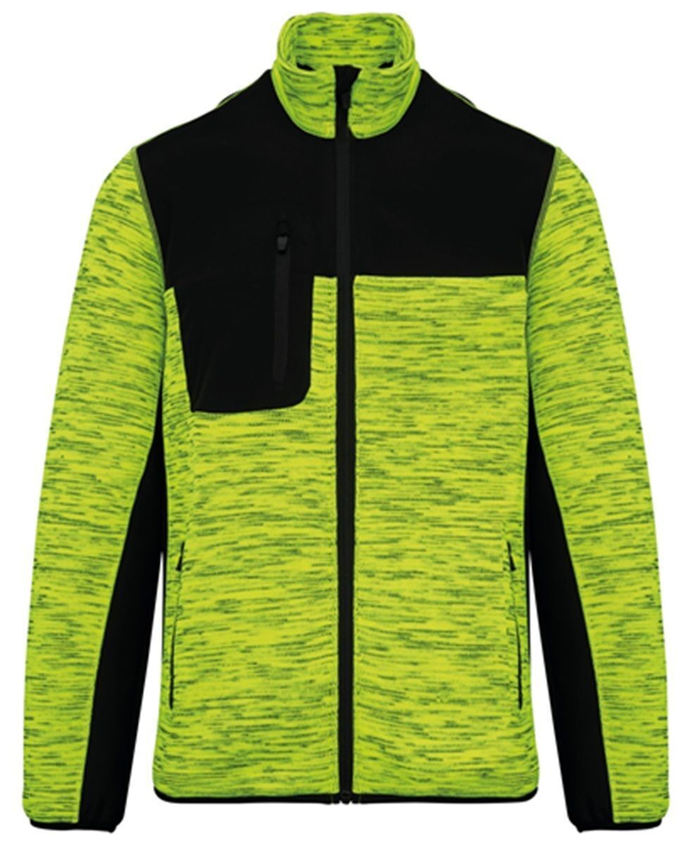 Veste recylée en polytricot - WK9108 - jaune fluo chiné et noir