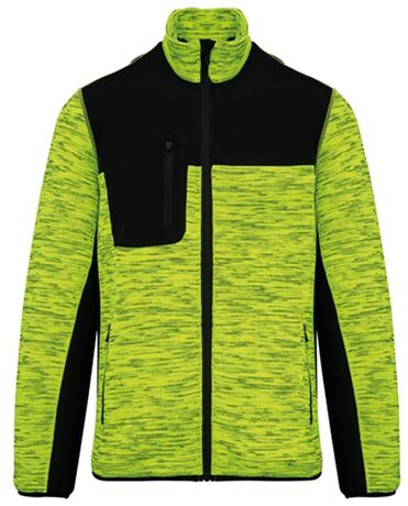 Veste recylée en polytricot - WK9108 - jaune fluo chiné et noir