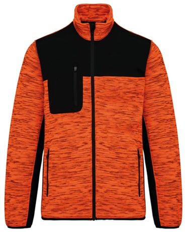 Veste recylée en polytricot - WK9108 - orange fluo chiné et noir
