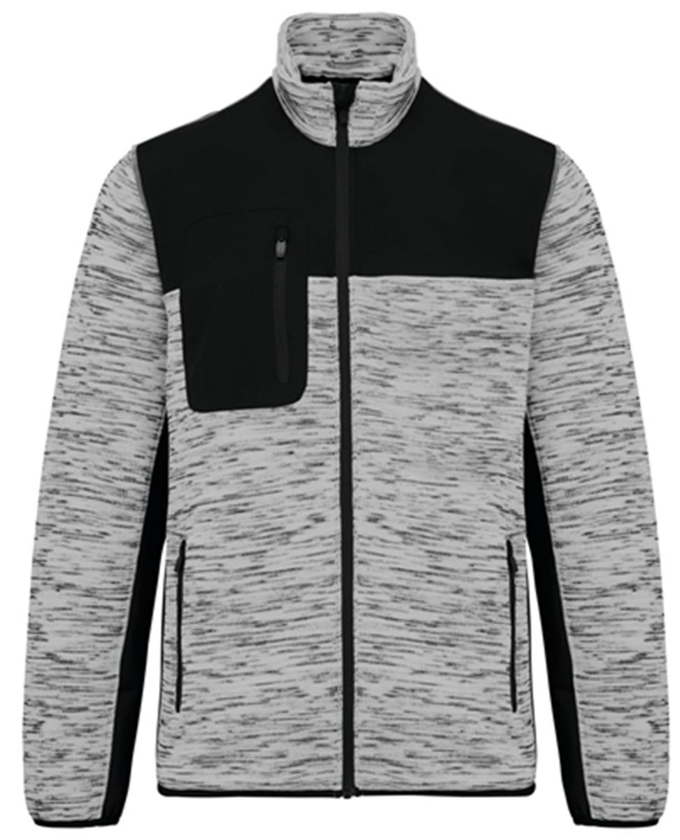 Veste recylée en polytricot - WK9108 - gris clair chiné et noir