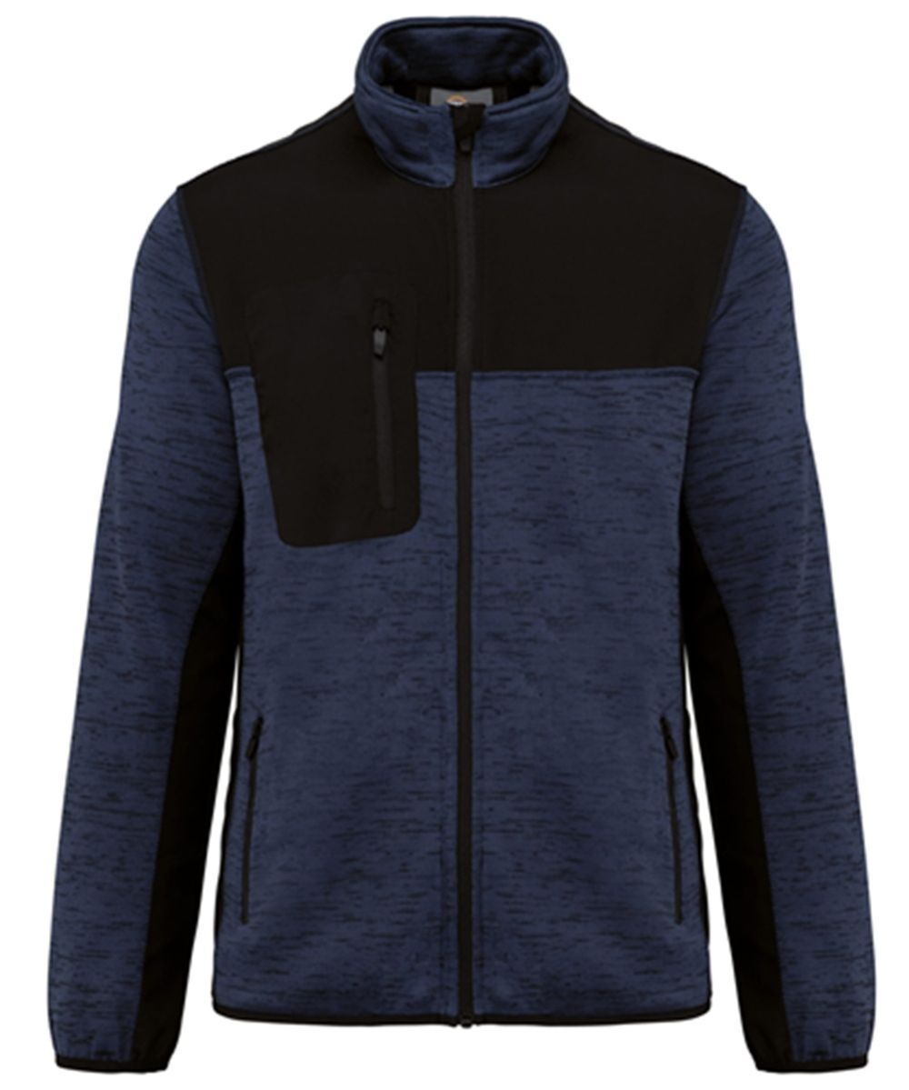 Veste recylée en polytricot - WK9108 - bleu marine chiné et noir