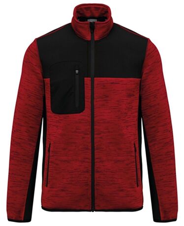Veste recylée en polytricot - WK9108 - rouge chiné et noir
