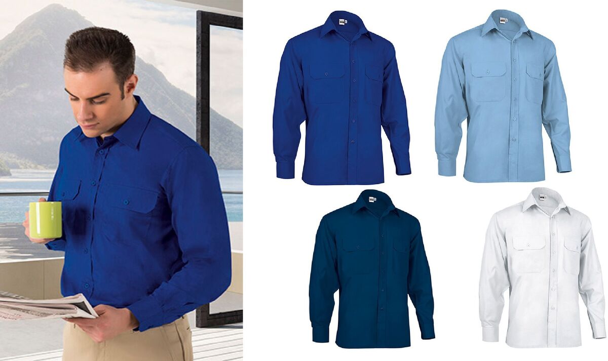 Lot 4 Chemises manches longues - Homme - ACADEMY ML - blanc et bleu