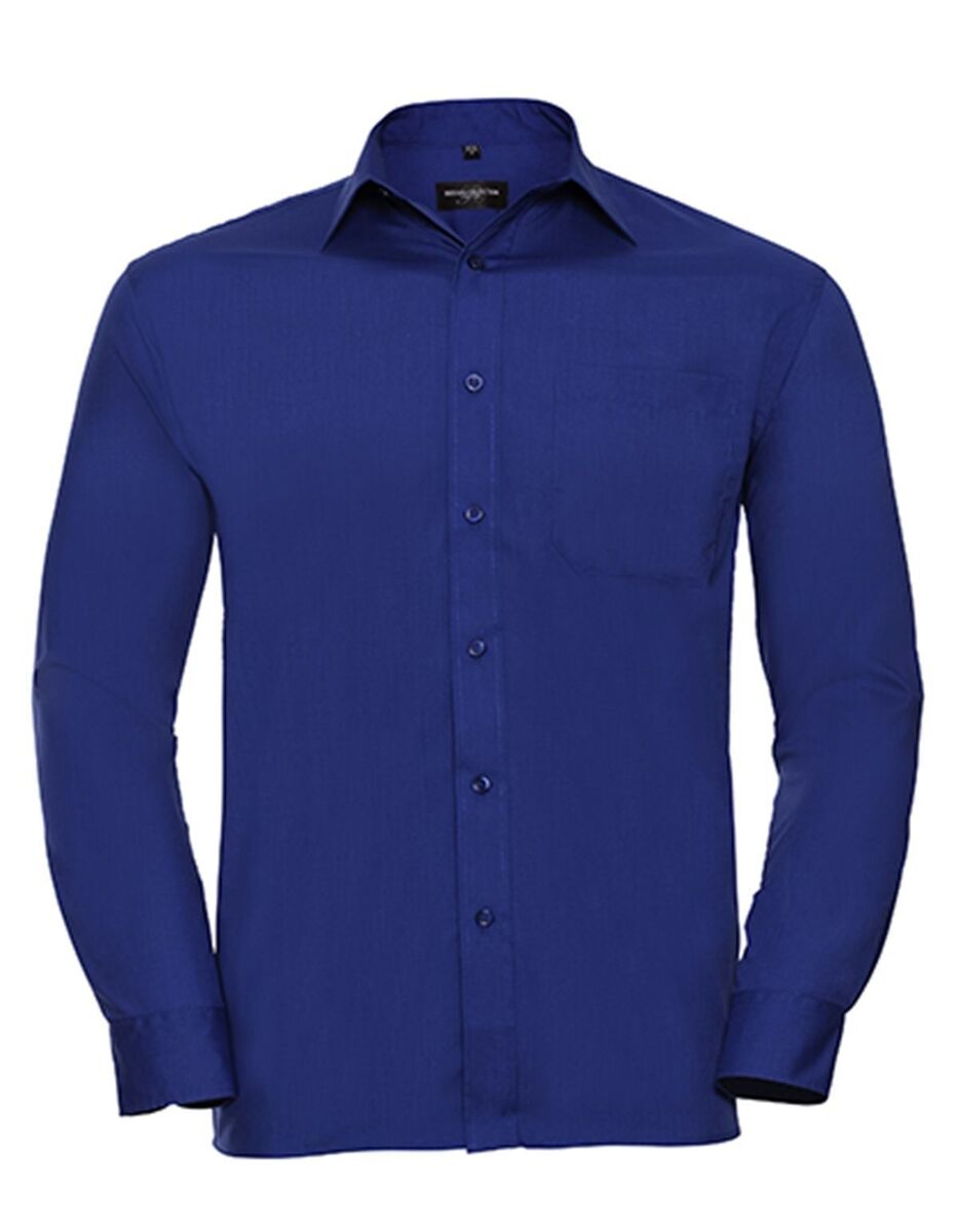 Chemise poplin manches longues repassage facile - Homme - RU934M - bleu roi