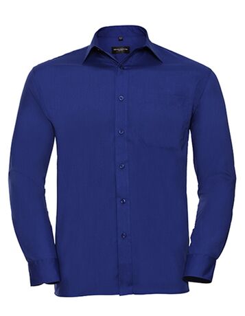 Chemise poplin manches longues repassage facile - Homme - RU934M - bleu roi