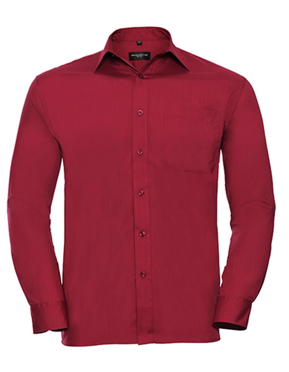 Chemise poplin manches longues repassage facile - Homme - RU934M - rouge