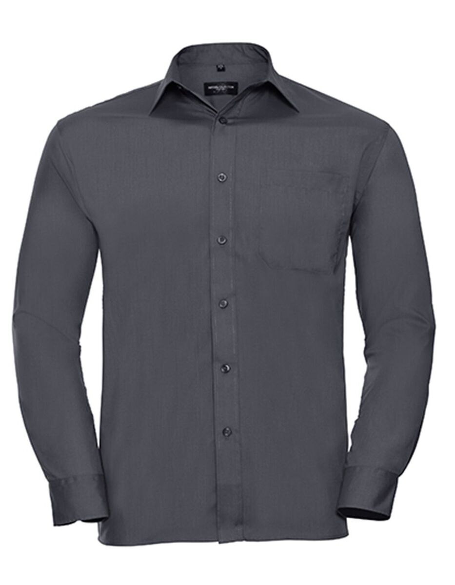 Chemise poplin manches longues repassage facile - Homme - RU934M - gris foncé