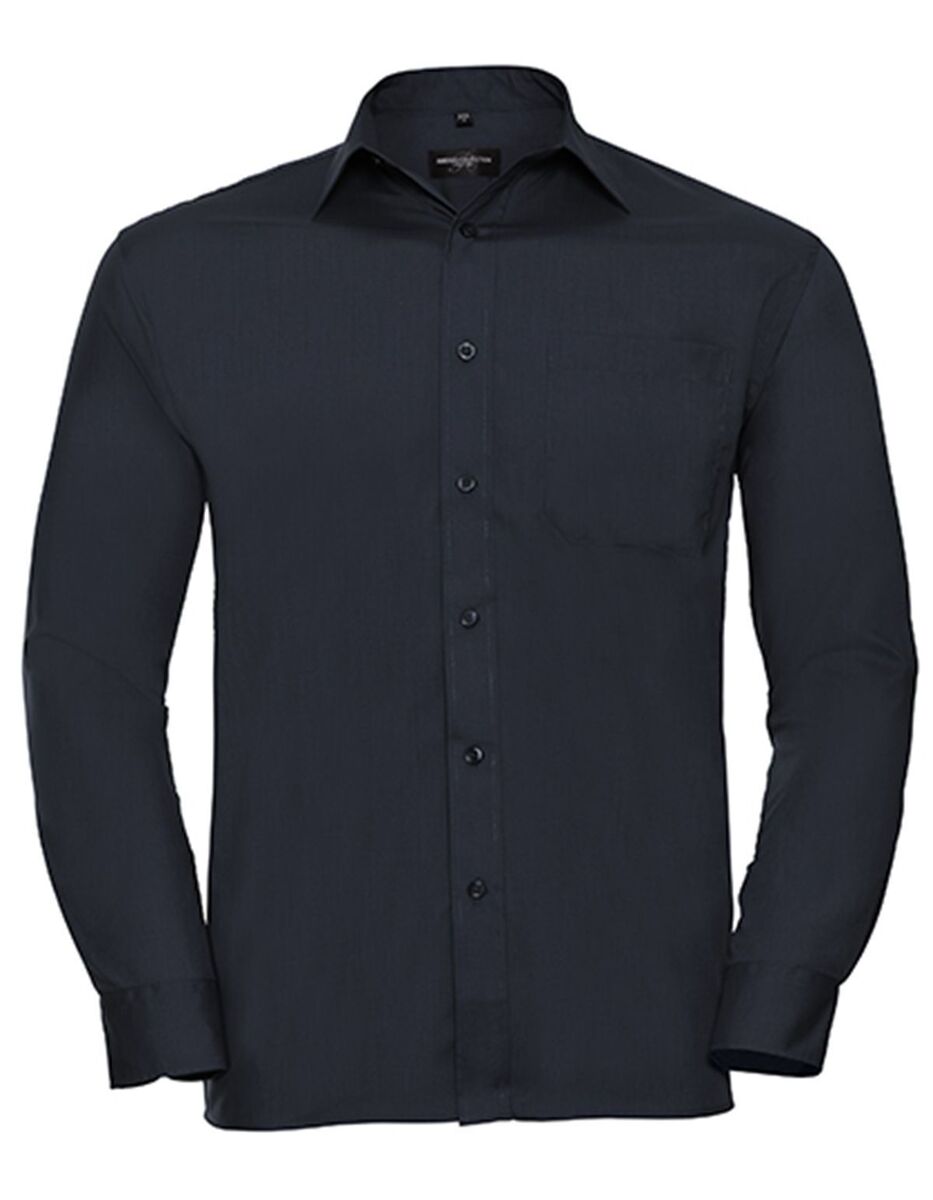 Chemise poplin manches longues repassage facile - Homme - RU934M - bleu marine