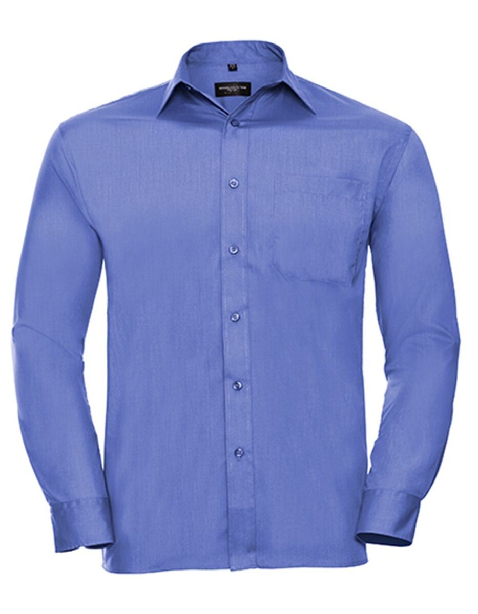 Chemise poplin manches longues repassage facile - Homme - RU934M - bleu clair corporate